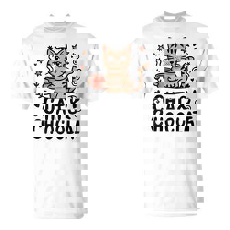 Chat & Chocolat Humour Félin Boisson Chaude Détente T-Shirt - Cadeauxyz