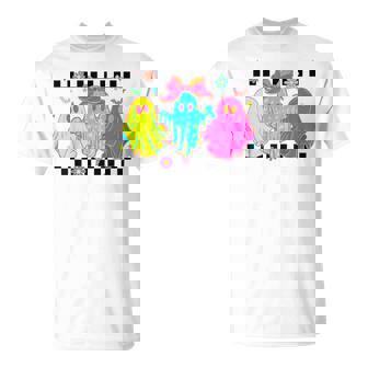 Checkered Boo Ghost Coquette Bow Halloween Girls T-Shirt - Seseable