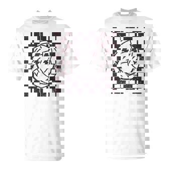 Checkered Volleyball Smile Face Lightning Bolt T-Shirt | Seseable CA