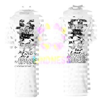 Choose Kindness Messy Bun Be Kind Inspirational Girls T-Shirt | Mazezy