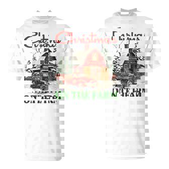Christmas On The Farm Vintage Red Truck Barn Xmas T-Shirt | Seseable CA