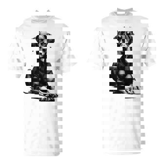 Cool Doberman With Floppy Ears Lying Pose On Chest T-Shirt - Thegiftio