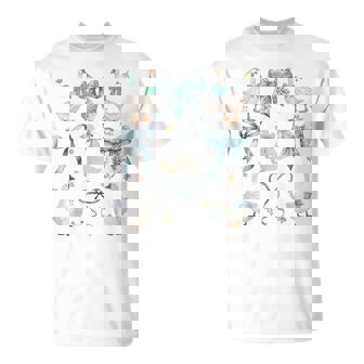 Coquette Bow 1980S Blue Ribbon Goose With Hearts T-Shirt - Monsterry