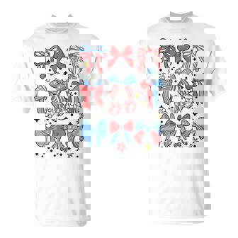 Coquette Bow 4Th Of July Preppy Usa American Flag Girl Women T-Shirt | Mazezy