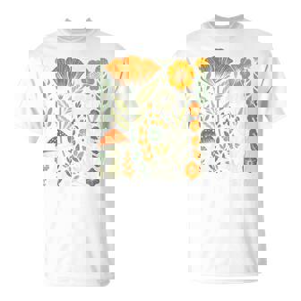 Cottagecore Aesthetic Wildflower And Mushroom Floral Women T-Shirt | Mazezy