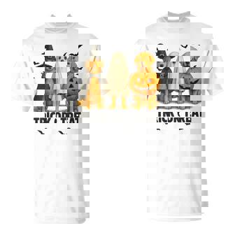 Cute Dog Halloween Costume Golden Retriever Trick Or Treat T-Shirt - Thegiftio