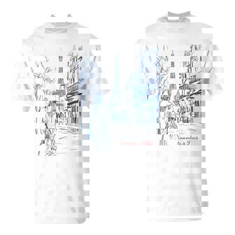 Cute French Girl Shopping Eiffel Tower Love In Paris Art T-Shirt | Mazezy