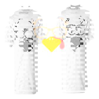 Cute Turkey Face Fall Leopard Glasses Thanksgiving Lover T-Shirt - Monsterry