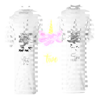 De Unicornio Para Niña De 2 Años Regalo De Fiesta De 2 Años Camiseta unisex - Regaloses
