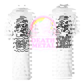 Dibujos Animados De Esqueleto De Muerte Divertido De Death Metal En Unicornio Kawaii Camiseta unisex - Regaloses