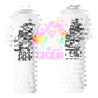 Diseño Personalizado Con Nombre De Unicornio Cecilia Camiseta unisex - Regaloses