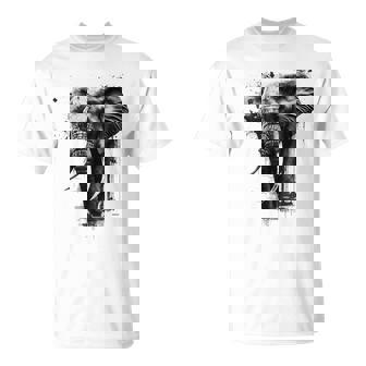 Elephant Art Drawing Zoo Animal Motif Elephant T-Shirt | Mazezy