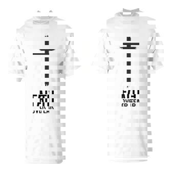 Faith Over Fear Small Cross Christian Minimalist Religious T-Shirt | Mazezy