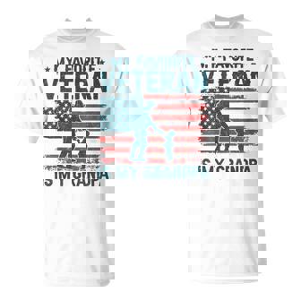 My Favorite Veteran Is My Grandpa Veterans Day Military Papa T-Shirt | Mazezy