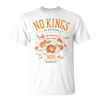 Feminine No Kings Floral Boho Fall October Protest For Women T-Shirt - Thegiftio UK