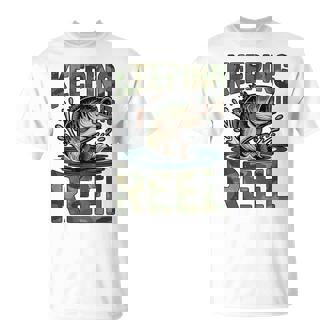 Fishing Camo Bass Fish Keeping Reel Boy Youth Dad Jokes T-Shirt | Seseable CA