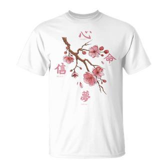 Flores Japonesas Con Estampado Trasero Backprint Aesthetic Camiseta unisex - Regaloses