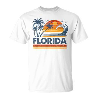 Florida Vacation Sunset Cute 70S Vintage Retro Beach T-Shirt - Thegiftio UK