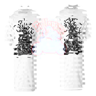 Followmeバイクに乗るゴリラのバックプリントデザイン Tシャツ - Kawaiitshirt