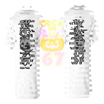67 Halloween Trick Or Treat Pumpkin Boys Six Seven T-Shirt - Thegiftio