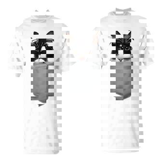 Cat Peeking In Pocket Cute Cat Lover For Dad T-Shirt | Seseable FR
