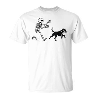 Labrador Running Skeleton Halloween T-Shirt - Thegiftio UK