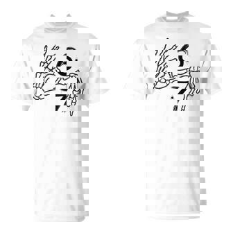 Six Seven 6 7 Meme 67 Skeleton Hand Halloween Costume T-Shirt - Monsterry