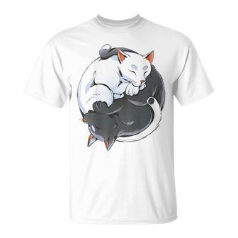 Gato Blanco Y Negro Yin Yang Yoga Budismo Lindo Gato Amantes Camiseta unisex - Regaloses