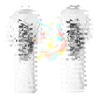 Gato Dibujo Arte Abstracto Animal Colorido Gráfico Camiseta unisex - Regaloses