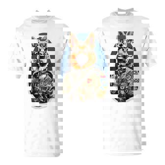 German Shepherd In Military Uniform GSD Pop Art Style Premium T-Shirt | Mazezy