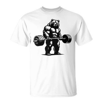 Grizzly Bear Bodybuilder Lifting Graphic T-Shirt - Thegiftio