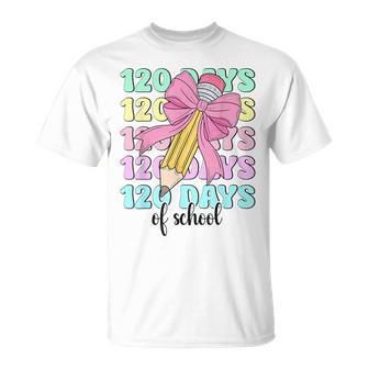 Happy 120 Days Of School Bow Pencil T-Shirt - Thegiftio UK