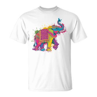 Happy Holi Elephant Colorful Festival Of Colors India T-Shirt - Monsterry