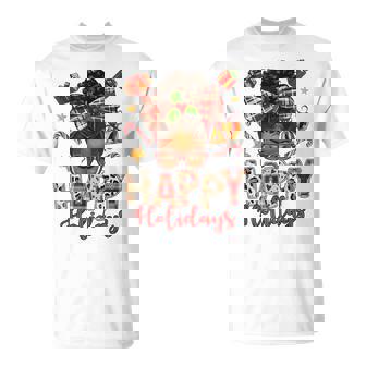 Happy Holidays Christmas African American Melanin Women T-Shirt | Mazezy