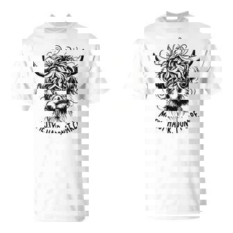 Highland Cow Messy Hair Don't Care T-Shirt - Thegiftio