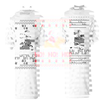 Ho Ho Ho Santa Riding Capybara Ugly Christmas Sweater T-Shirt - Thegiftio