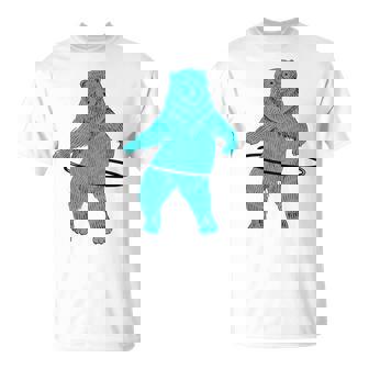 Hula Hooping Hoop Dancing Blue Hipster Bear Art T-Shirt | Mazezy