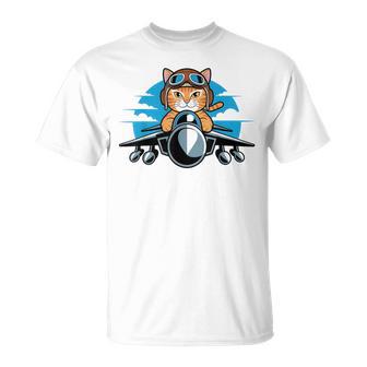 Humour D'aviation De Pilote De Chat De Combat Amusant Pour Les Amoureux Des Chats T-Shirt - Cadeauxyz