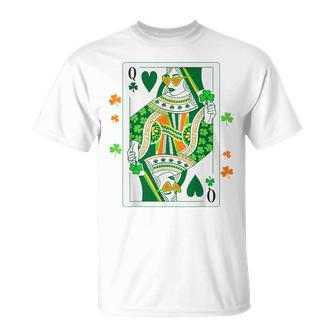 Irish Queen Of Hearts Saint Patrick's Day Playing Card Women T-Shirt - Seseable