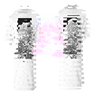 Japanese Cherry Blossom And Moon Japan Blossoms Pastel T-Shirt - Thegiftio