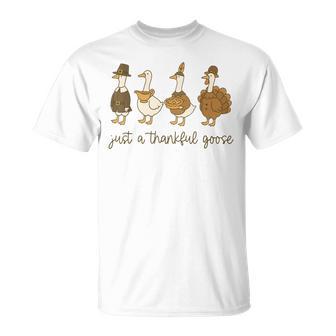 Just A Thankful Goose Goose Turkey Thanksgiving T-Shirt - Thegiftio UK