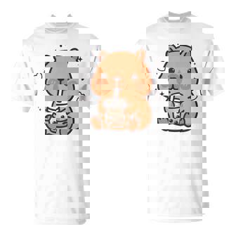 Kawaii Capybara Boba Bubble Tea Lindo Anime Niñas Niños Adolescentes Camiseta unisex - Regaloses