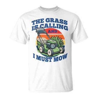 Lawn Mowing Grass Is Calling Gardening Dad T-Shirt - Thegiftio UK