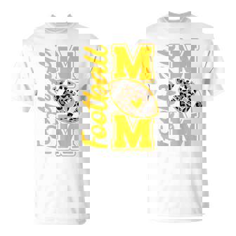 Leopard Royal Blue And Yellow High School Football Mom T-Shirt | Mazezy