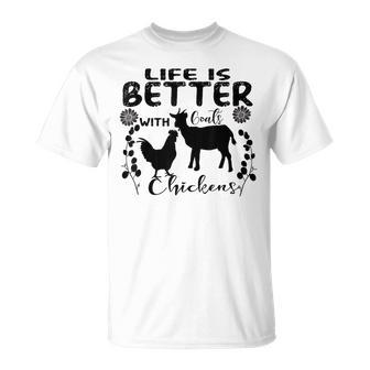 Life Is Better With Goats Chickens Vintage Farming Animals T-Shirt - Thegiftio UK