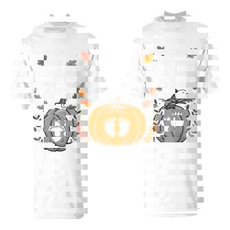 Little Pumpkin On The Way Cute Pregnancy Reveal Halloween T-Shirt | Mazezy