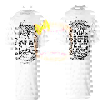 Little Sister Biggest Fan Softball Bow Catcher N Girl Mom T-Shirt - Monsterry