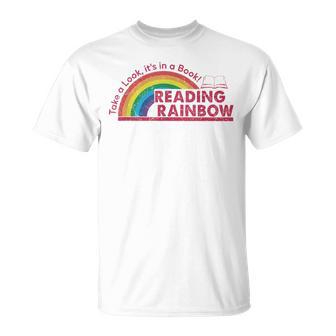 Take A Look A Book Vintage Reading Librarian Rainbow T-Shirt - Thegiftio UK