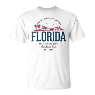 Look-Vintagetyle Rétro États-Unis Floride T-Shirt - Cadeauxyz