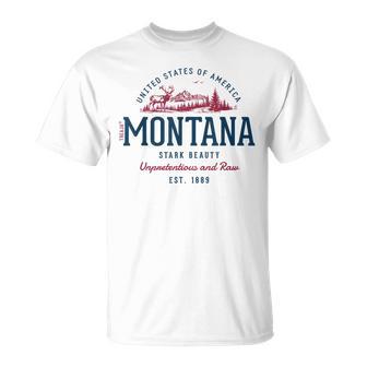 Look-Vintagetyle Rétro États-Unis Montana T-Shirt - Cadeauxyz